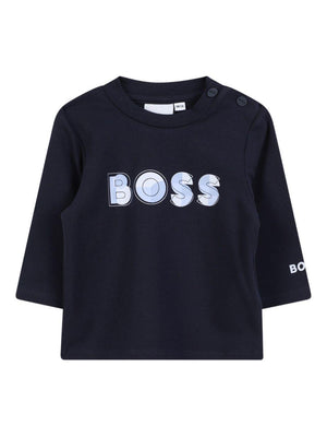 Boss Kids blue baby T-shirt with logo print on the front