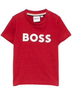 T-shirt per neonato Boss Kids rosso con stampa con logo