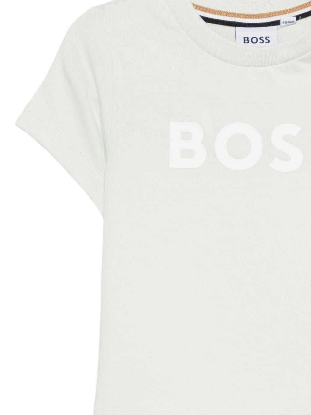 T-shirt per neonato Boss Kids verde chiaro con logo - Rubino Kids