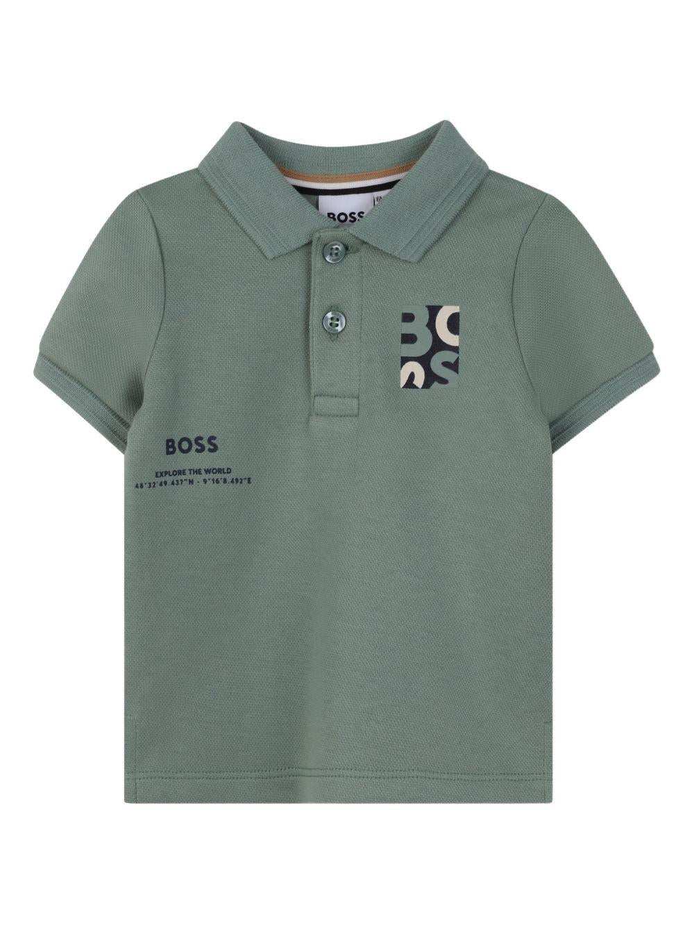 T-shirt per neonato Boss Kids verde con colletto stile polo - Rubino Kids