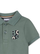 T-shirt per neonato Boss Kids verde con colletto stile polo - Rubino Kids