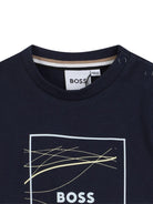 T-shirt per neonato Boss Kidswear blu con stampa grafica - Rubino Kids
