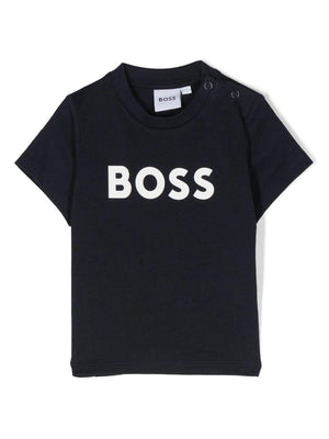 T-shirt per neonato BOSS Kidswear blu con stampa
