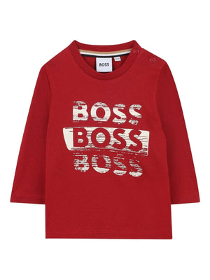 BOSS Kidswear red graphic print long-sleeved baby T-shirt