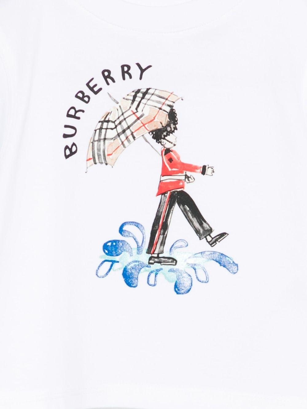 T-shirt per neonato Burberry Kids biaca con stampa grafica - Rubino Kids