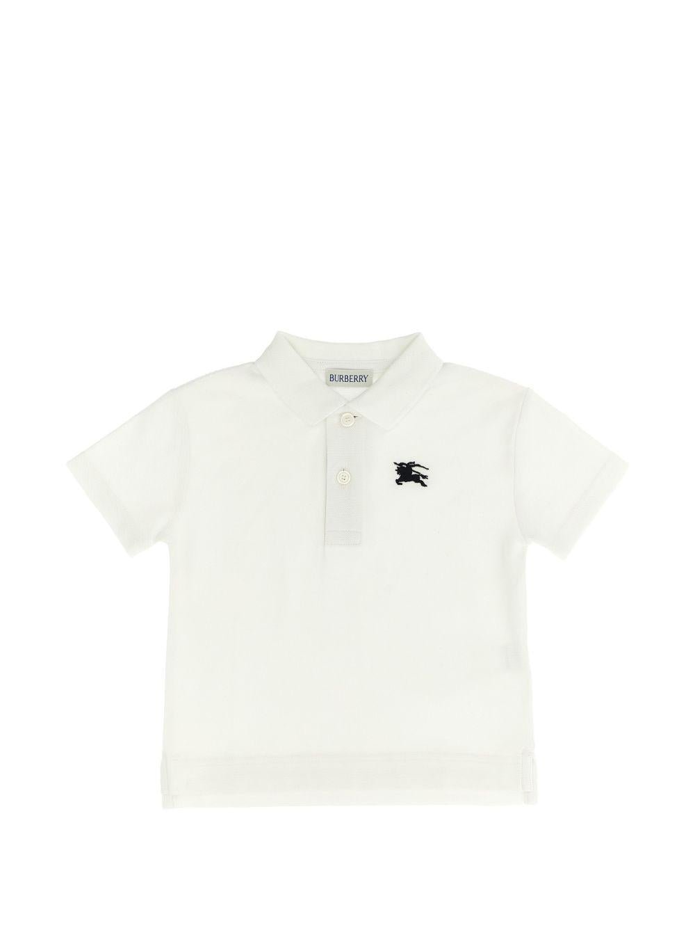 T-shirt per neonato Burberry Kids bianca con colletto a punta - Rubino Kids