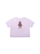 T-shirt per neonato Burberry Kids bianca con stampa bear - Rubino Kids