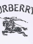 T-shirt per neonato Burberry Kids bianca con stampa Equestrian Knight - Rubino Kids