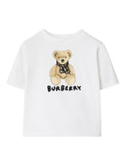 T-shirt per neonato Burberry Kids bianco Thomas Bear con orlo dritto - Rubino Kids