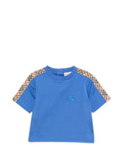 T-shirt per neonato Burberry Kids blu con inserti con motivo Vintage Check - Rubino Kids