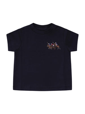 T-shirt per neonato Burberry Kids nera con Equestrian Knight sul davanti