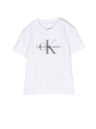 T-shirt per neonato Calvin Klein Kids bianco con stampa logo sul davanti - Rubino Kids