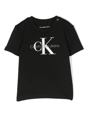 T-shirt per neonato Calvin Klein Kids nero con stampa logo sul davanti