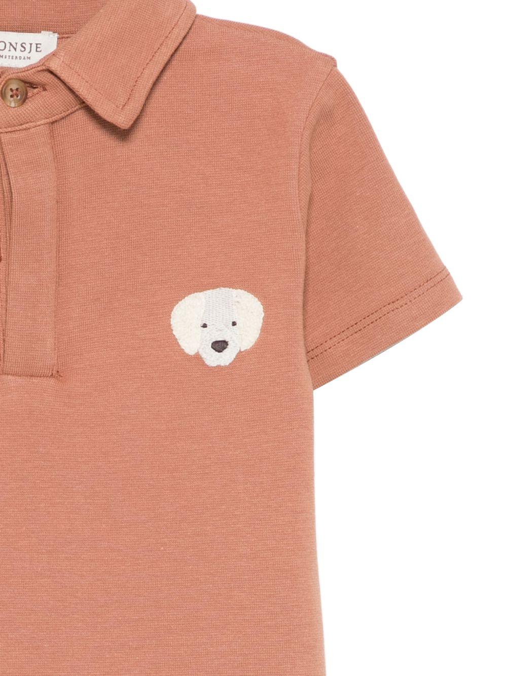 T-shirt per neonato Donsje marrone con ricamo cagnolino - Rubino Kids