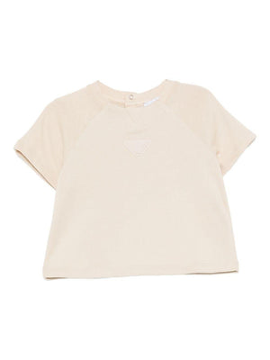 T-shirt per neonato Emporio Armani Kids beige con logo Aquila sul davanti