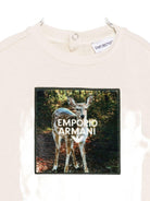 T-shirt per neonato Emporio Armani Kids beige con logo sul davanti - Rubino Kids