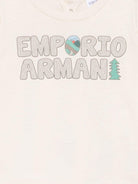 T-shirt per neonato Emporio Armani Kids beige con stampa logo - Rubino Kids