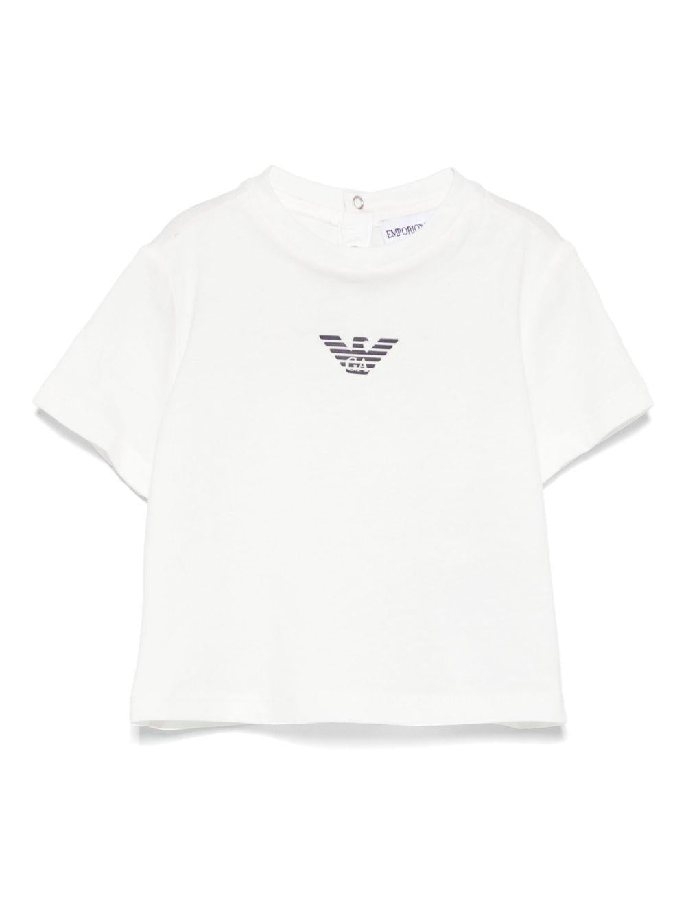 T-shirt per neonato Emporio Armani Kids bianca con logo aquila sul davanti - Rubino Kids
