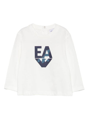 Emporio Armani Kids white T-shirt for babies with logo on the front