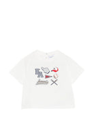 T-shirt per neonato Emporio Armani Kids bianca con stampa grafica sul davanti - Rubino Kids