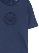 T-shirt per neonato Emporio Armani Kids blu con dettaglio logo - Rubino Kids