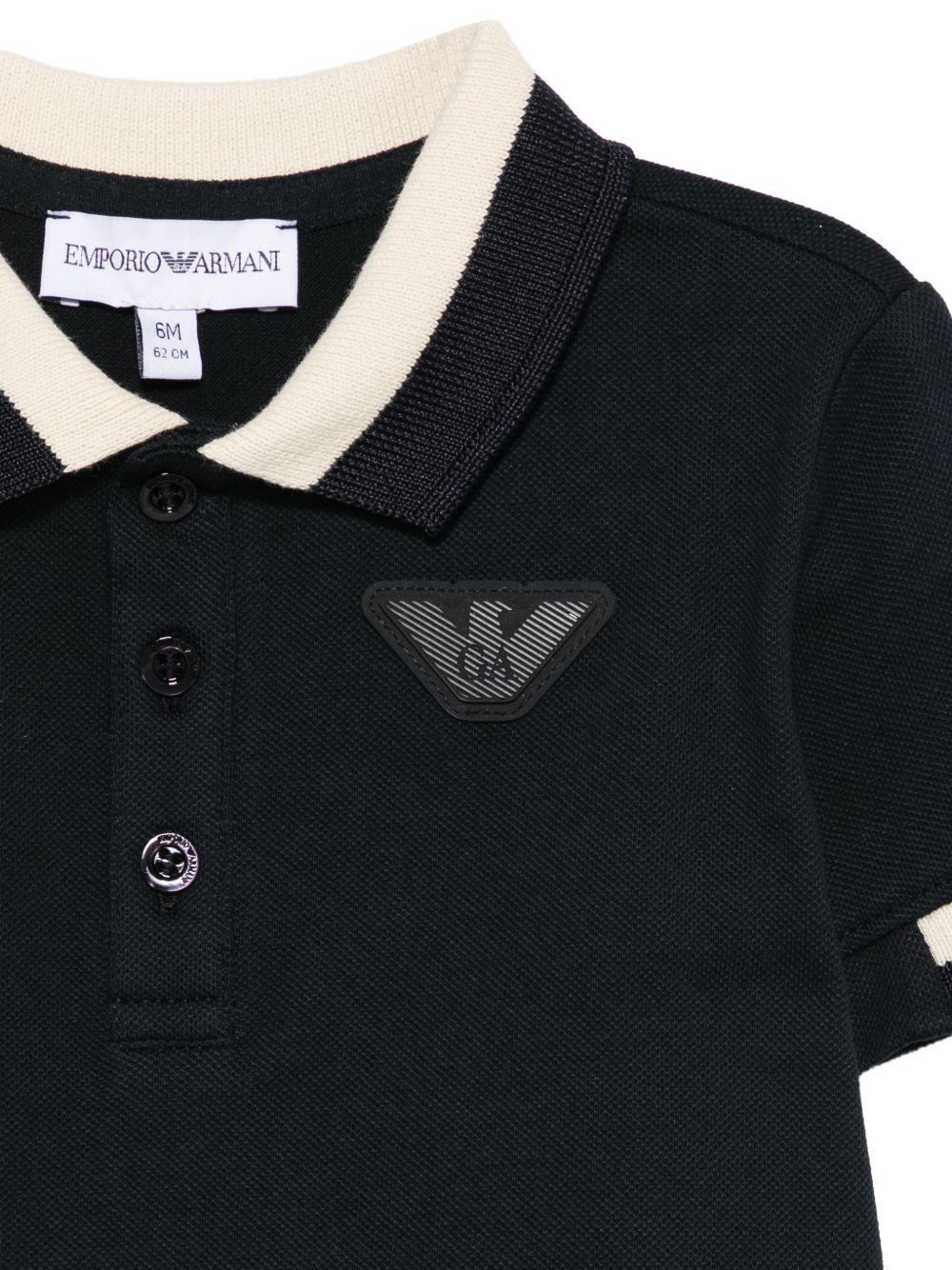 T-shirt per neonato Emporio Armani Kids blu con logo aquila sul davanti - Rubino Kids