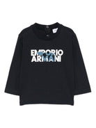 T-shirt per neonato Emporio Armani Kids blu con stampa logo - Rubino Kids
