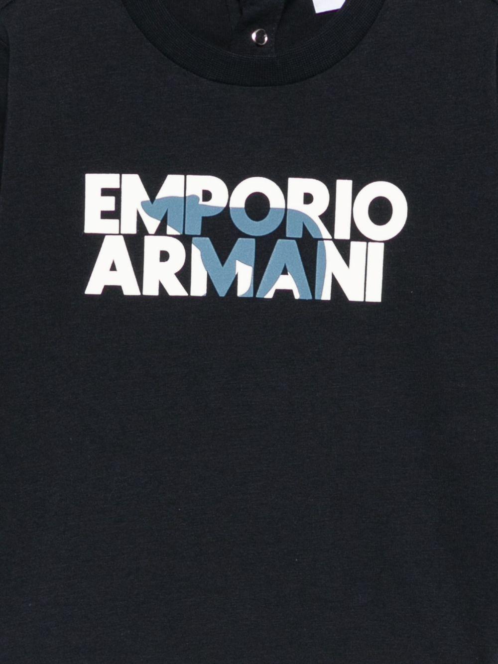 T-shirt per neonato Emporio Armani Kids blu con stampa logo - Rubino Kids