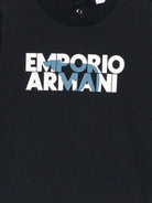 T-shirt per neonato Emporio Armani Kids blu con stampa logo - Rubino Kids