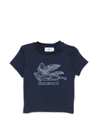 T-shirt per neonato Etro Kids blu con ricamo Pegaso - Rubino Kids