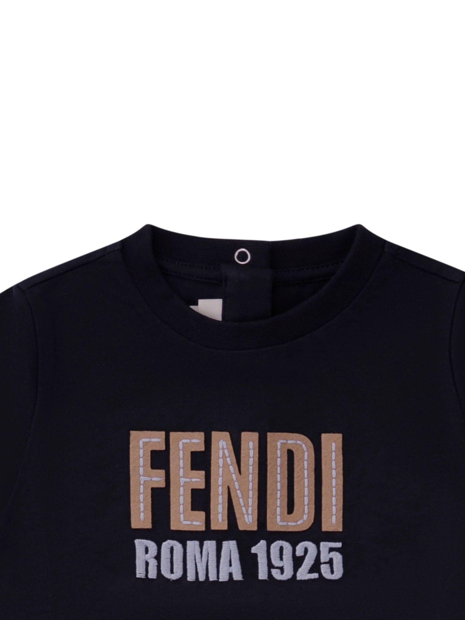 T-shirt per neonato Fendi Kids blu con logo sul davanti - Rubino Kids