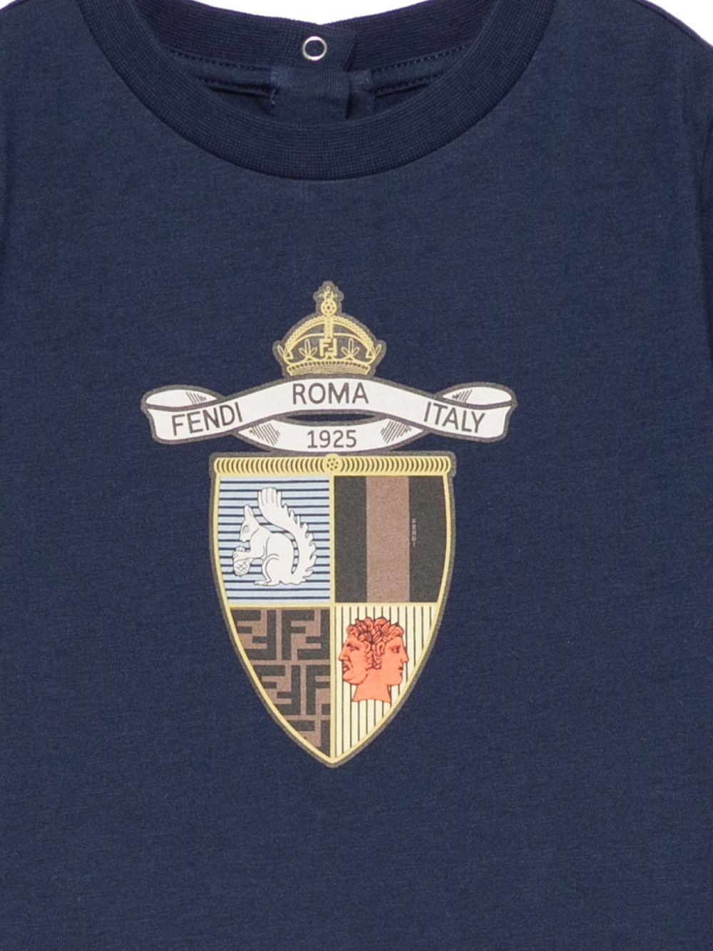 Fendi Kids blue T-shirt with FENDI KIDS print | Offer Price