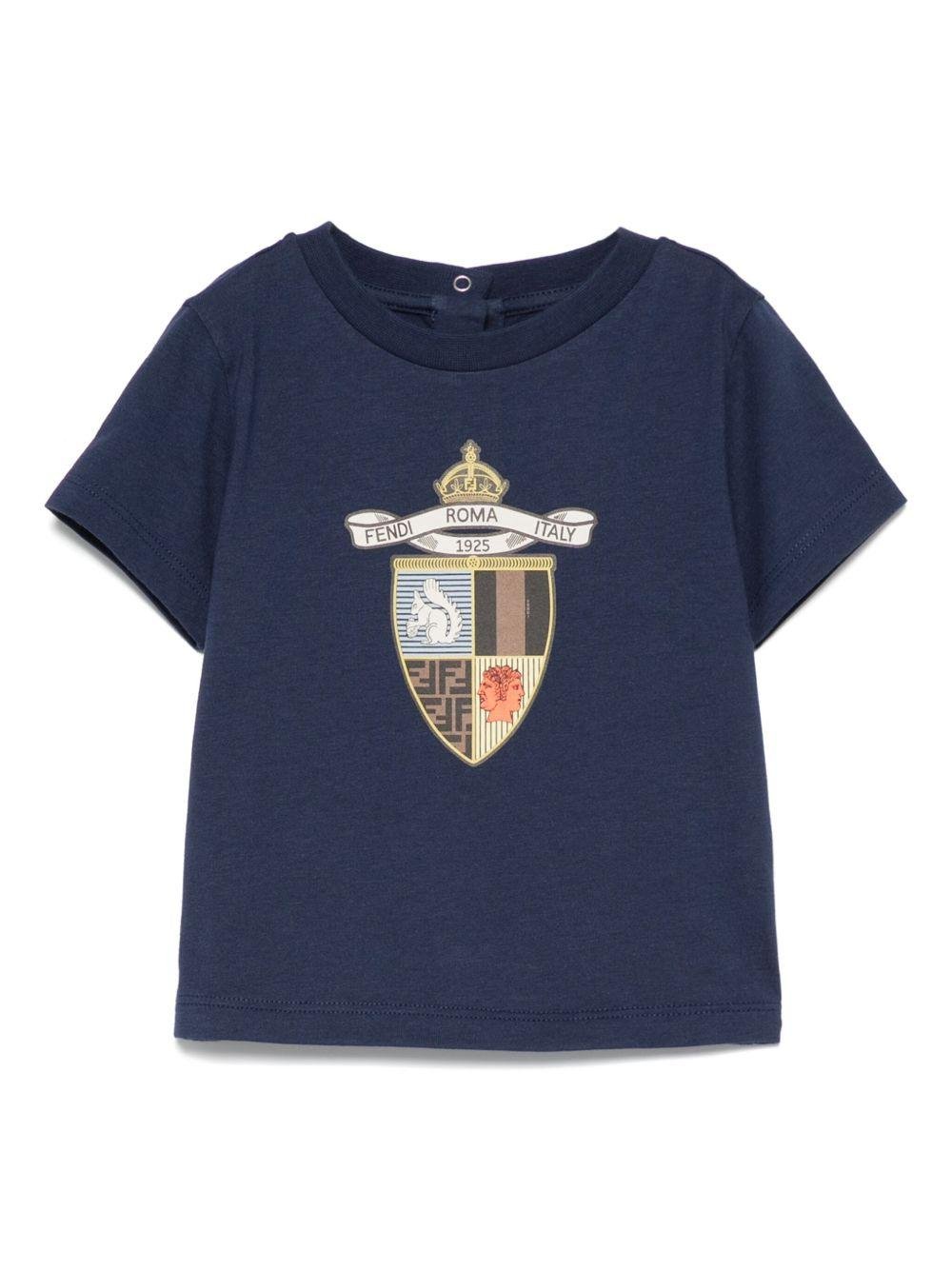 Fendi Kids blue T-shirt with FENDI KIDS print | Offer Price
