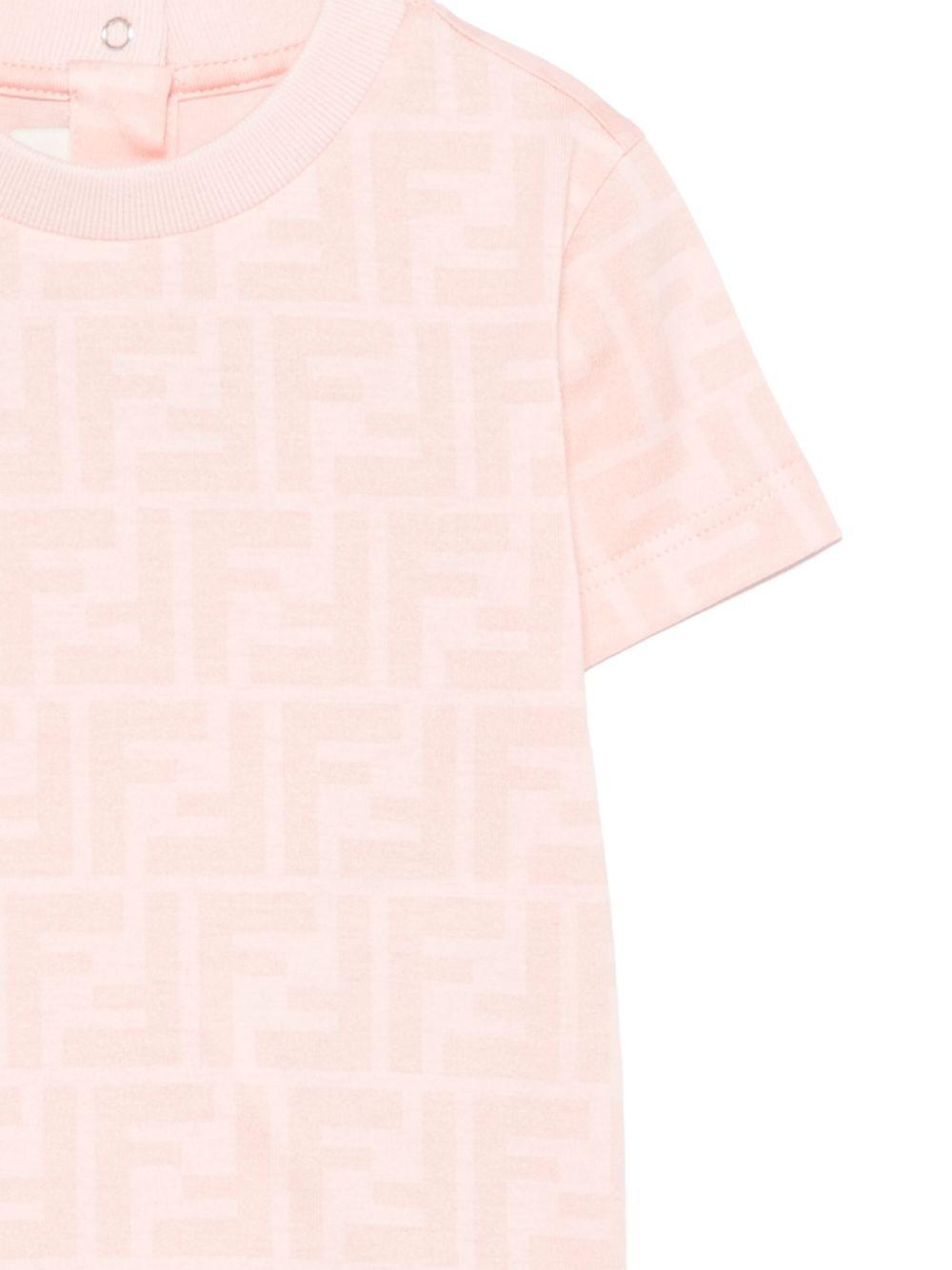 T-shirt per neonato Fendi Kids rosa con stampa FF - Rubino Kids