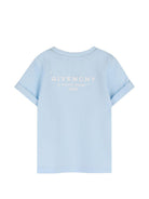 T-shirt per neonato Givenchy Kids azzurro con maniche risvoltate - Rubino Kids