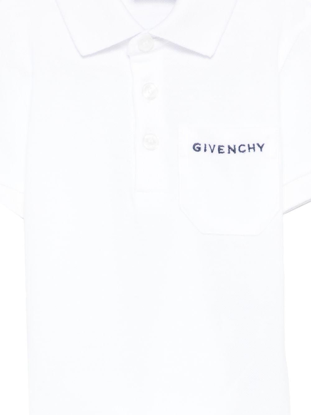 T-shirt per neonato Givenchy Kids bianca con colletto stile polo - Rubino Kids