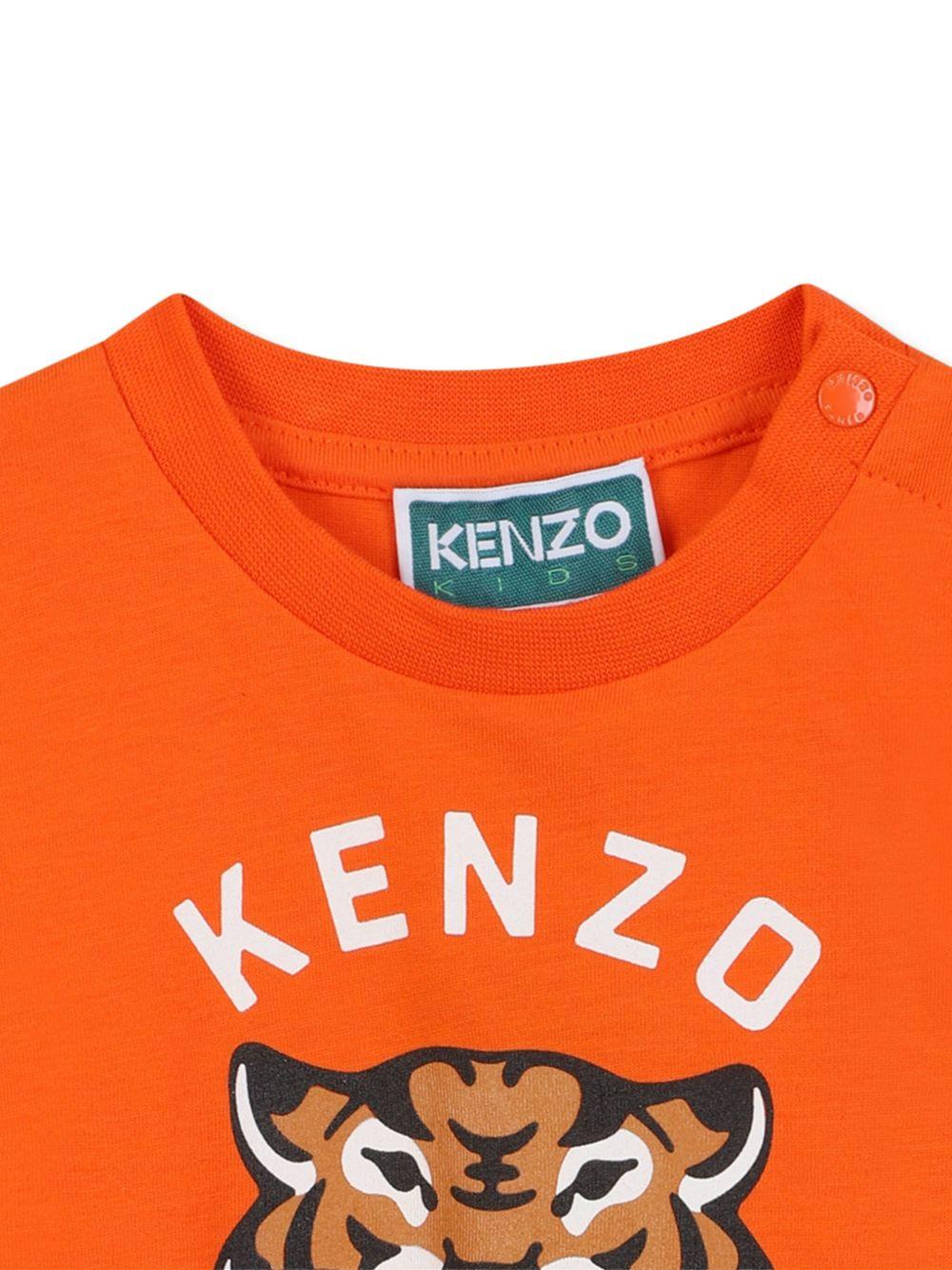 T-shirt per neonato Kenzo Kids arancione con stampa grafica - Rubino Kids