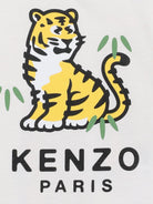 T-shirt per neonato Kenzo Kids bianco a maniche lunghe con stampa Tiger - Rubino Kids
