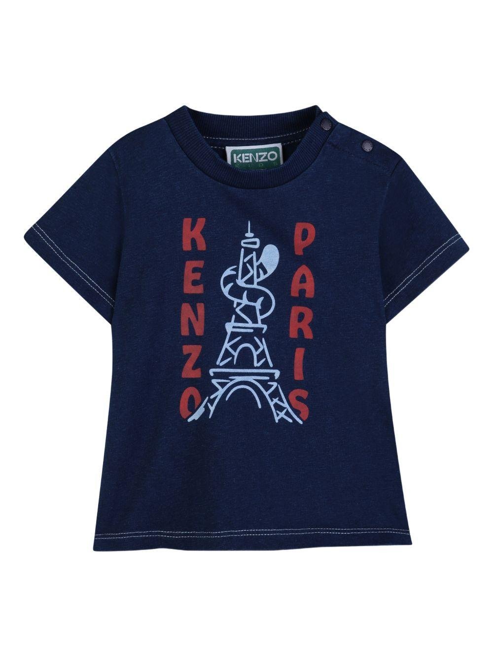 T-shirt per neonato Kenzo Kids blu con dettaglio stampa - Rubino Kids