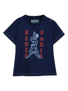 T-shirt per neonato Kenzo Kids blu con dettaglio stampa - Rubino Kids