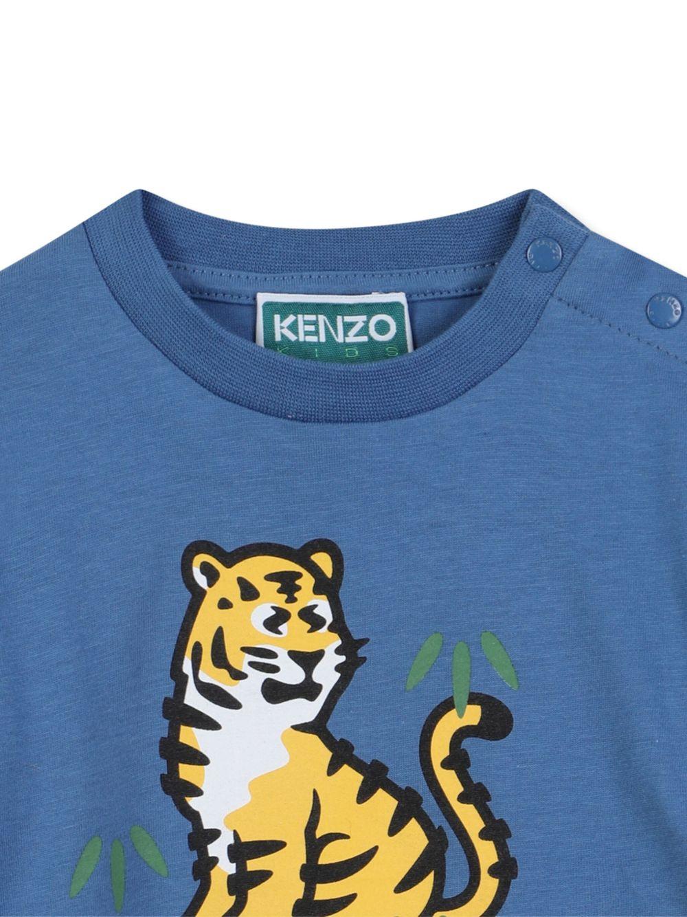 T-shirt per neonato Kenzo Kids blu con stampa grafica - Rubino Kids