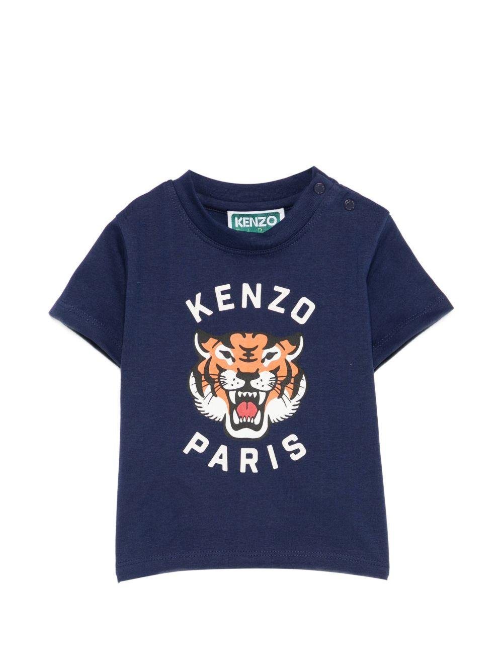 T-shirt per neonato kenzo Kids blu con stampa grafica sul davanti - Rubino Kids