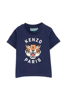 T-shirt per neonato kenzo Kids blu con stampa grafica sul davanti - Rubino Kids