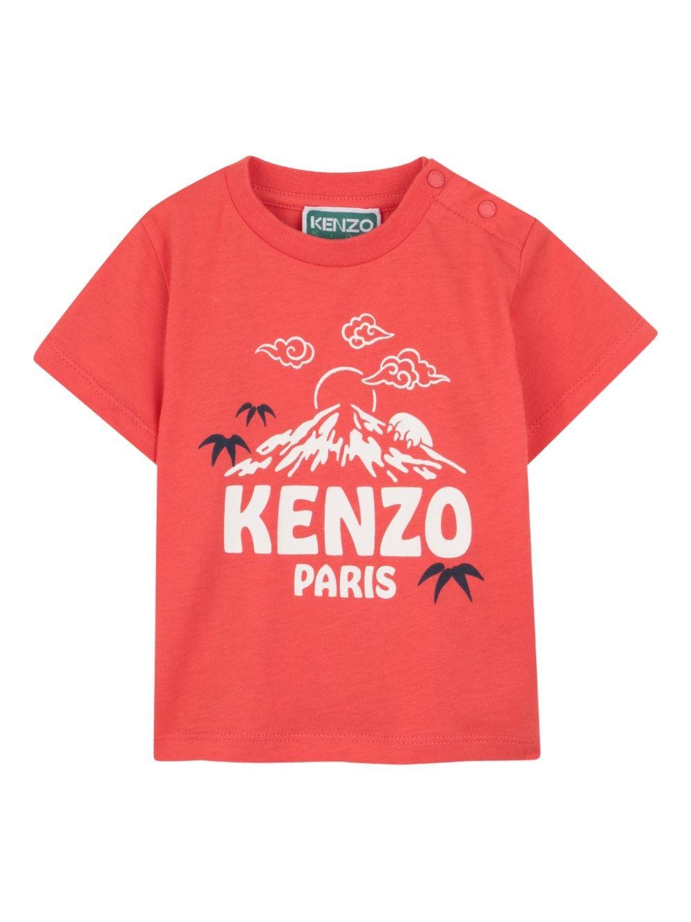 T-shirt per neonato Kenzo Kids rossa con stampa grafica sul davanti - Rubino Kids