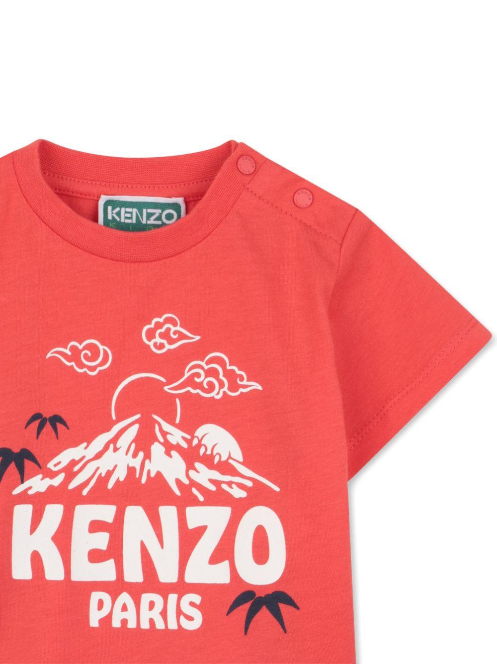 T-shirt per neonato Kenzo Kids rossa con stampa grafica sul davanti - Rubino Kids
