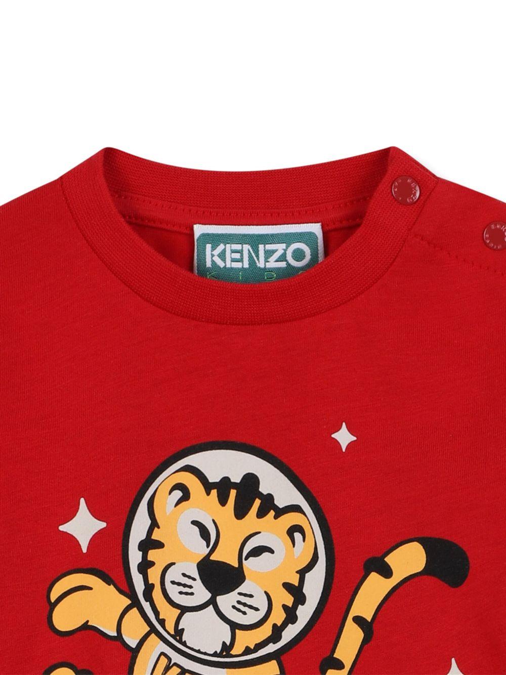 T-shirt per neonato Kenzo Kids rosso con stampa grafica - Rubino Kids