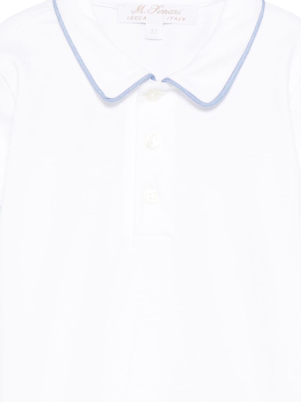 T-shirt per neonato Mariella Ferrari bianca con colletto con dettagli azzurri - Rubino Kids