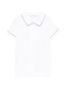 T-shirt per neonato Mariella Ferrari bianca con colletto con dettagli azzurri - Rubino Kids