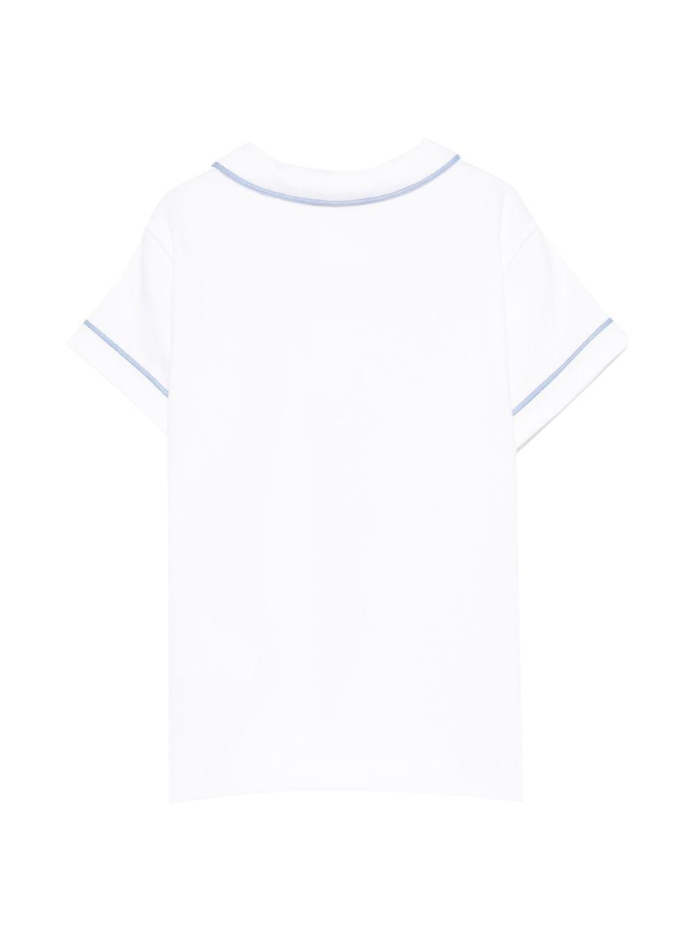 T-shirt per neonato Mariella Ferrari bianca con colletto con dettagli azzurri - Rubino Kids