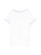 T-shirt per neonato Mariella Ferrari bianca con colletto con dettagli azzurri - Rubino Kids